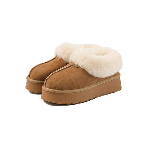 伊伴冬季复古美拉德色系蓬松毛边雪地靴B25762150 商品图5