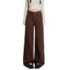 【加绒加厚】罗蒙秋冬款咖色加绒女士阔腿牛仔裤美拉德风百搭长裤 商品缩略图6