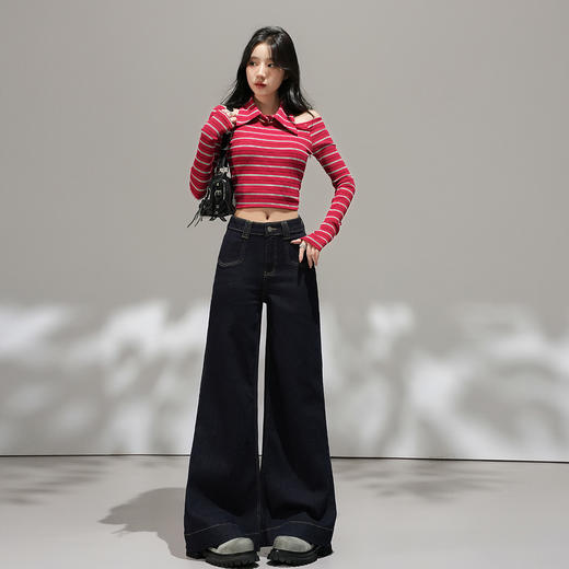 【加绒加厚】罗蒙女士秋冬款高腰阔腿裤子时尚百搭显瘦长裤子 商品图2