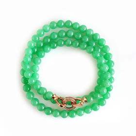 【天然正品】A货翡翠天然收藏级细腻糯冰种满绿约6.6MM翡翠珠串项链6.6MM（皆取最大值）链长：56CM女士300925NJS25