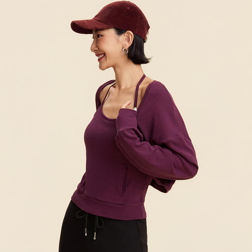 跃牌【禅语梵心】裸感磨毛运动长袖女修身透气坎肩跑步健身瑜伽服罩衫CX3545 商品图4