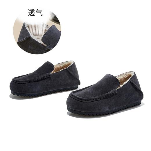 真皮两穿保暖毛毛鞋2025冬季新款一脚蹬平底棉单鞋女复古休闲女鞋 商品图5