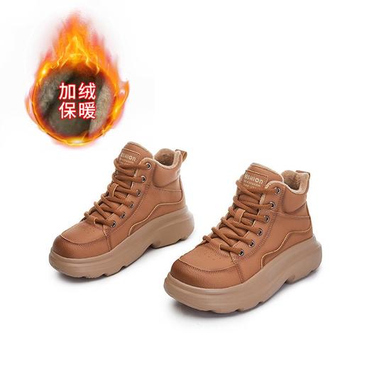 发泡底真皮雪地靴女2025冬季新款复古保暖女靴厚底增高百搭鞋子女 商品图3