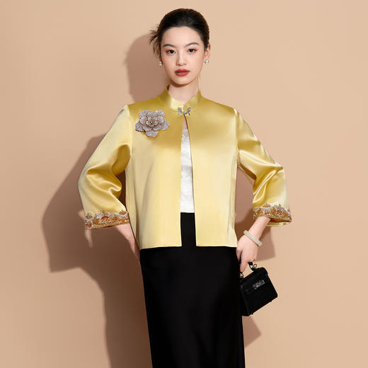 A 60736新中式国风醋酸外套女秋冬新款高级感短款上衣 商品图1