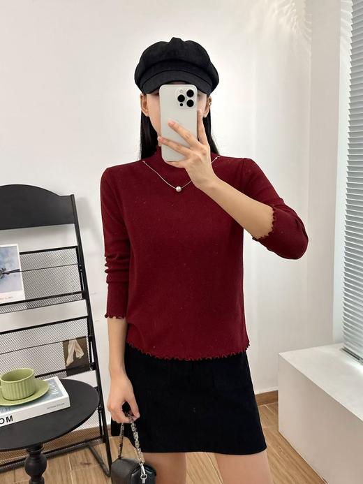 【GZ】无忧购法式木耳边半高领一体绒修身保暖针织打毛衣3340（截单后3-5天发货) 商品图14