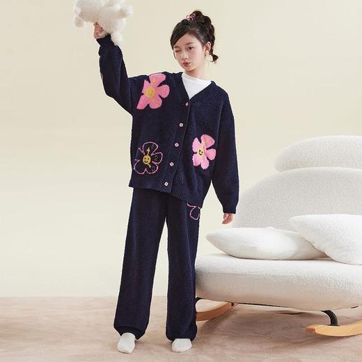 秋冬A类半边绒女童睡衣套装高品质中大童儿童家居服 商品图3
