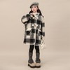 中大童黑色加厚2025新款冬季外套格子女童冬装中长款毛毛衣大衣 商品缩略图3