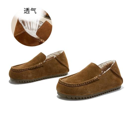 真皮两穿保暖毛毛鞋2025冬季新款一脚蹬平底棉单鞋女复古休闲女鞋 商品图3