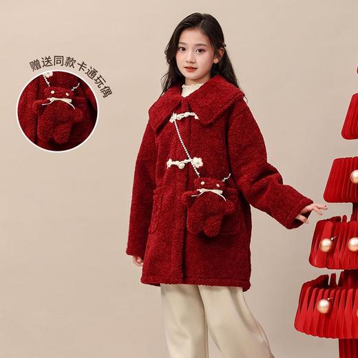 2025加厚中长款呢子羊羔绒冬款冬季大衣女童外套冬装童装大童新款 商品图1