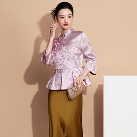 A60732 新中式提花外套搭配旗袍可穿2025秋冬新款妈妈显瘦气质上衣