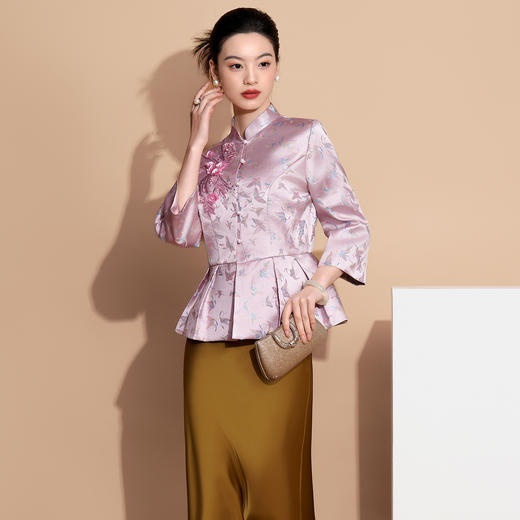 A60732 新中式提花外套搭配旗袍可穿2025秋冬新款妈妈显瘦气质上衣 商品图0