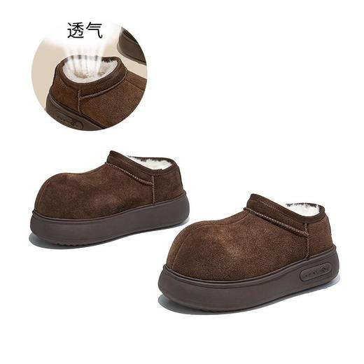 发泡底真皮卡皮巴拉鞋头雪地靴女2025冬季新款保暖百搭厚底棉鞋女 商品图3