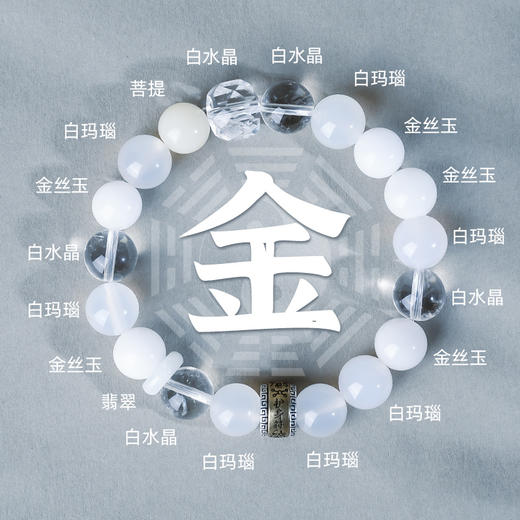五行手串喜用金天然水晶平衡能量补金手串轉運本命饰品 商品图1