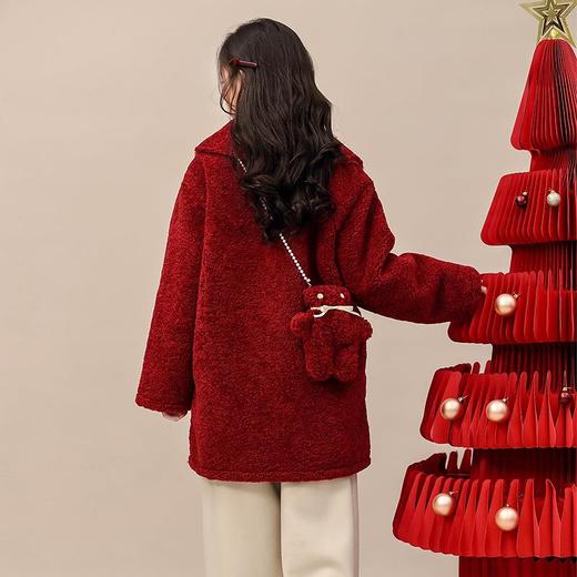 2025加厚中长款呢子羊羔绒冬款冬季大衣女童外套冬装童装大童新款 商品图3