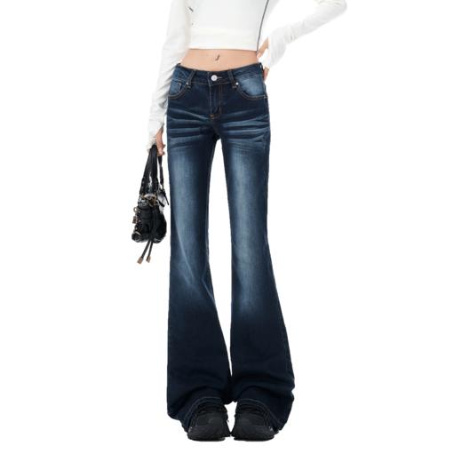 【加绒加厚】罗蒙秋冬款加绒女士牛仔裤微喇裤怀旧美式风显瘦百搭长裤 商品图6