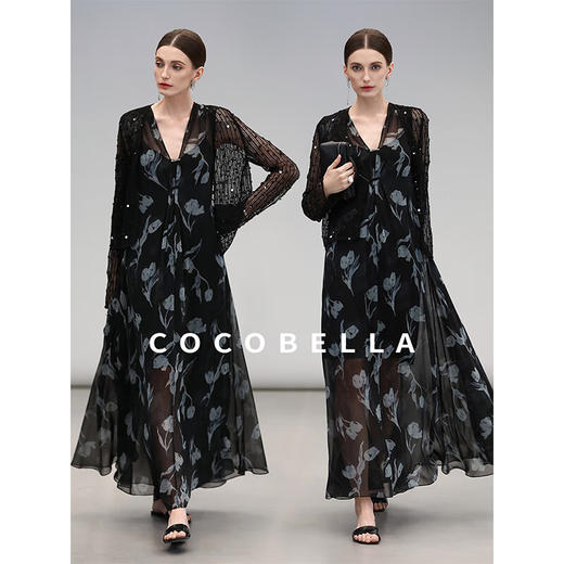 COCOBELLA重工亮片长袖针织衫小开衫气质通勤空调衫MZ3181-3 商品图2