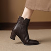 【预售5天】法式气质粗跟高跟短靴复古英伦风方头时尚皮带扣显瘦马丁靴大码 商品缩略图0