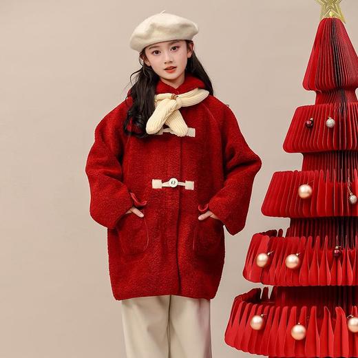 毛毛衣大衣外套2025冬款新款中长款加厚保暖连帽小女孩加绒女童秋 商品图2