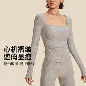 跃牌【禅语梵心】雪花纱假两件运动T恤女长袖带胸垫瑜珈服网纱上衣CX5737