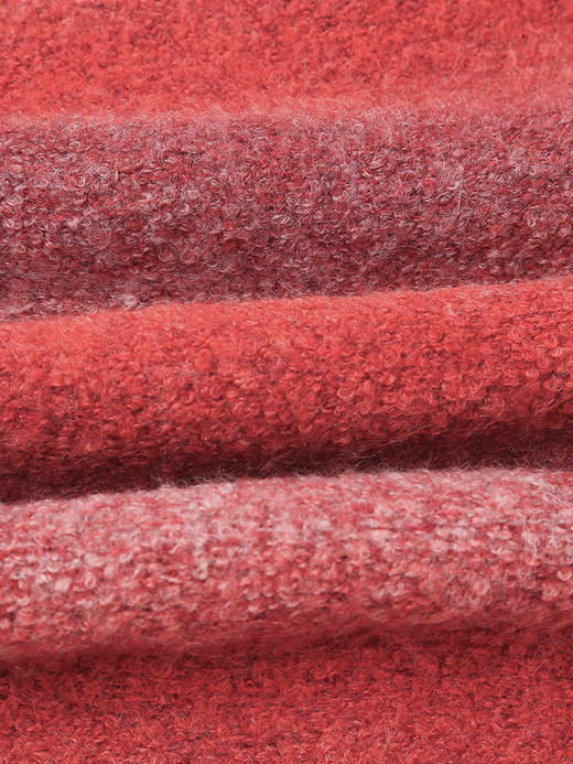 2025 秋冬酒红渐变连帽半拉链毛衣女 宽松毛绒感条纹针织衫 复古氛围感休闲通勤中长款套头上衣 商品图4