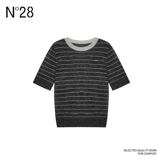 N°28 毛针织衫长袖条纹撞色时尚休闲女装毛针织衫895371M010  商品图1