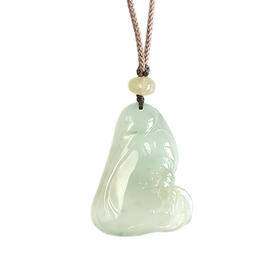 【天然正品】A货翡翠天然细腻冰种晴水飘黄鱼造型（连年有余）翡翠吊坠项链38.3*28.6*7.7MM（皆取最大值）女士311025AH10