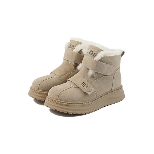 伊伴冬季拼接鞋面雪地靴橡胶增高厚底B25710911 商品图5