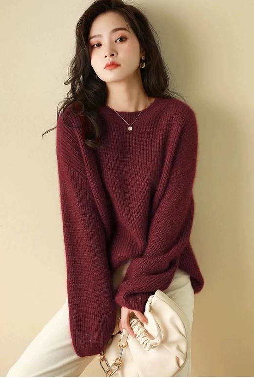 银河细闪发财红羊毛针织混纺毛衣 商品图1