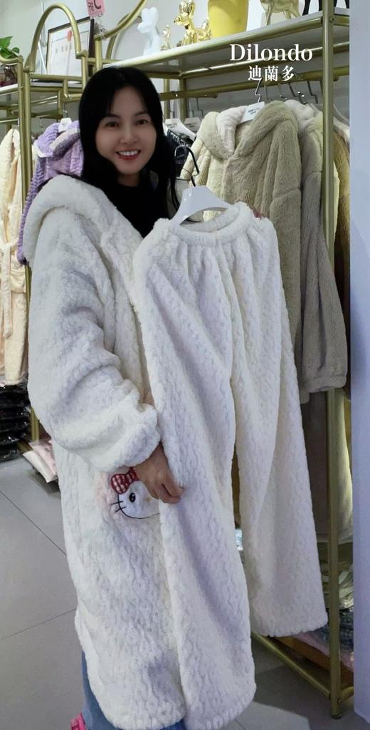 棉丝绒350克袍+裤子套装保暖软糯舒适1415973 商品图2