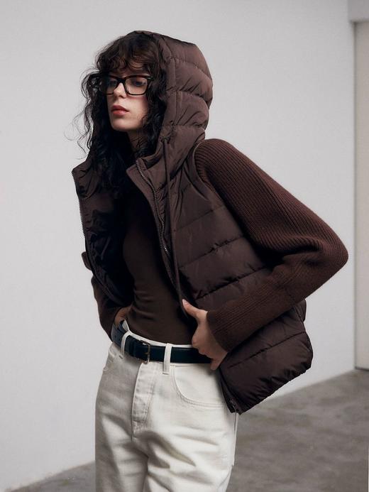 针织拼接90白鸭绒连帽运动风羽绒服 商品图10