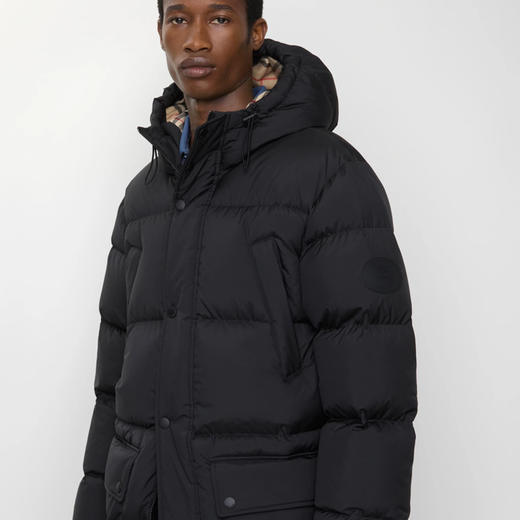 BURBERRY 巴宝莉 男士马术骑士徽标绗缝带帽羽绒服 黑色 8110360 A1189 商品图2
