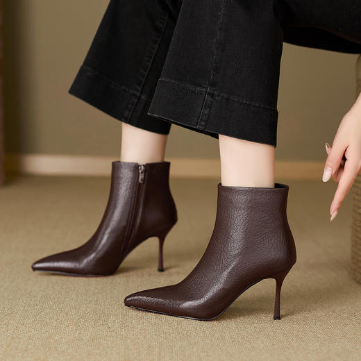 【预售5天】气质高跟鞋尖头细跟短靴春秋季小跟单靴子马丁靴YC-597 商品图0