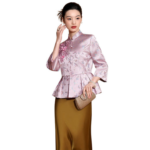 A60732 新中式提花外套搭配旗袍可穿2025秋冬新款妈妈显瘦气质上衣 商品图4