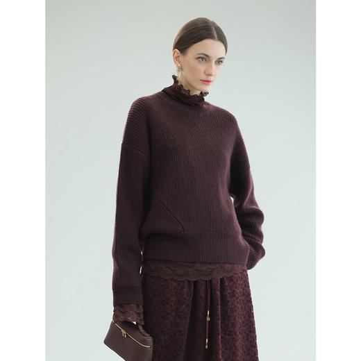 COCOBELLA安可拉红简约通勤毛衣秋冬保暖休闲女针织衫MZ7046 商品图1