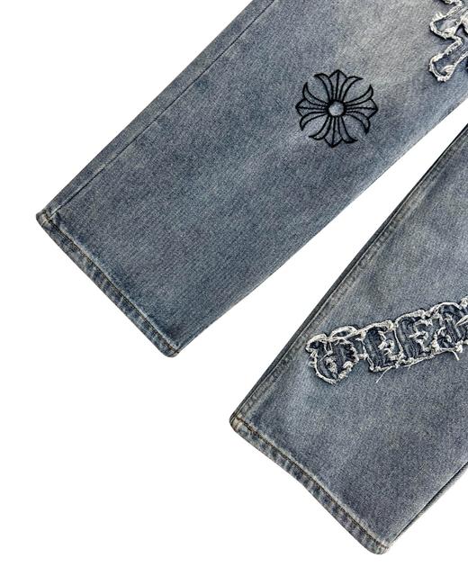 女款贴布绣直筒牛仔裤长裤la009 商品图2