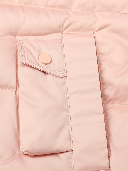 2025 秋冬温柔粉立领短款羽绒服女 蓬松菱格纹保暖面包服 抽绳袖口休闲宽松通勤轻薄羽绒外套 商品图3