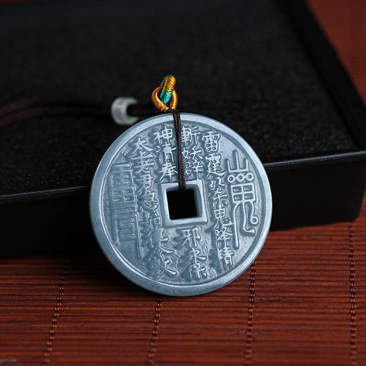 翡翠A货山gui大花钱吊坠日常装饰佩戴 商品图2