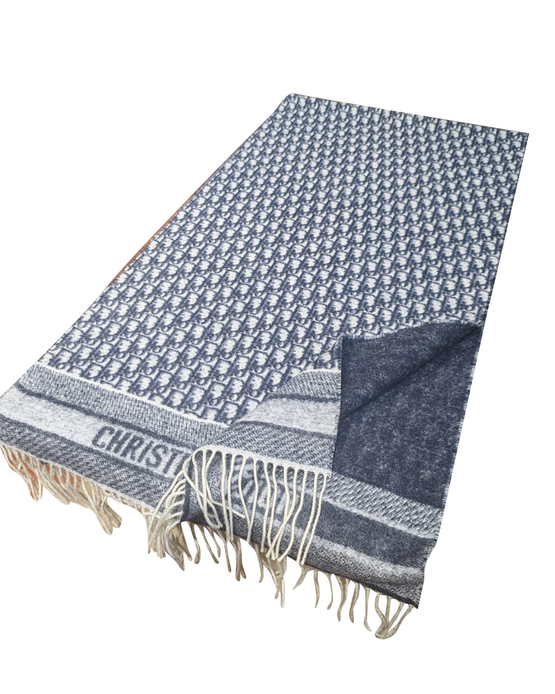 中性款羊绒提花流苏长围巾la010