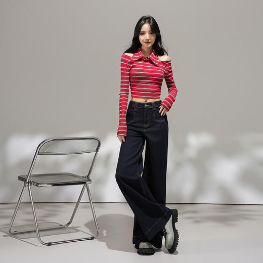 【加绒加厚】罗蒙女士秋冬款高腰阔腿裤子时尚百搭显瘦长裤子 商品图4