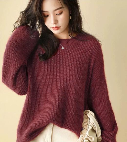 银河细闪发财红羊毛针织混纺毛衣 商品图3