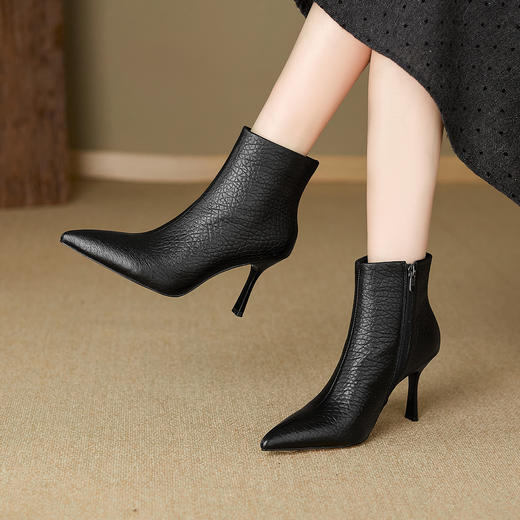 【预售5天】气质高跟鞋尖头细跟短靴春秋季小跟单靴子马丁靴YC-597 商品图2