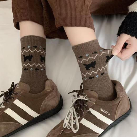 特价秒杀！19.9六双【弹性大不勒腿❗️充满慵懒松弛感】秋冬新款复古费尔岛袜子女士中筒袜ins民族风百搭潮流长筒棉袜女。jb 商品图1