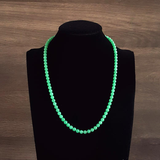 【天然正品】A货翡翠天然收藏级细腻糯冰种满绿约6.6MM翡翠珠串项链6.6MM（皆取最大值）链长：56CM女士300925NJS25 商品图6