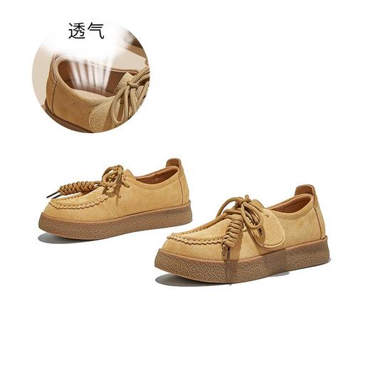 头层羊皮袋鼠鞋2026春季新款真皮运动鞋休闲小白鞋女平底德训鞋女 商品图3