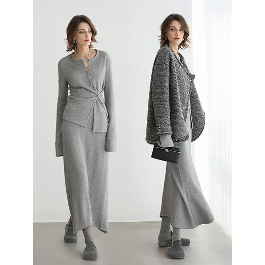 COCOBELLA多穿法不规则捏褶毛针织衫女休闲内搭上衣MZ3302-2 商品图2