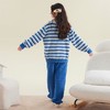 A类条纹半边绒亲子女童套头ins小红书同款冬季不起球大童女家居服 商品缩略图2