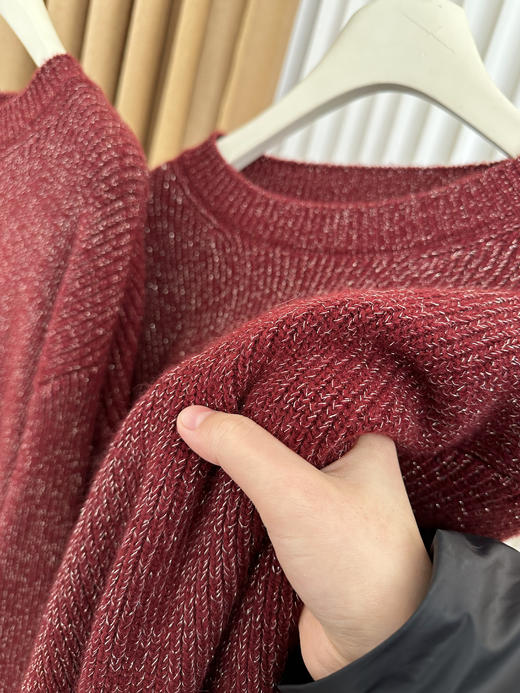 银河细闪发财红羊毛针织混纺毛衣 商品图5