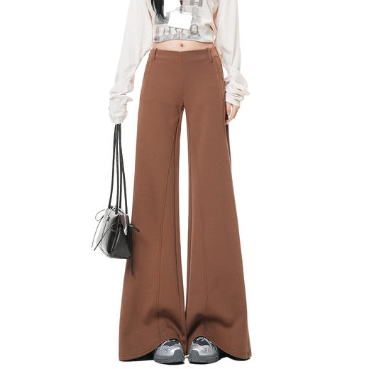 罗蒙秋冬款女士休闲裤卫裤运动高腰阔腿微喇卫裤通勤百搭弹力长裤 商品图7