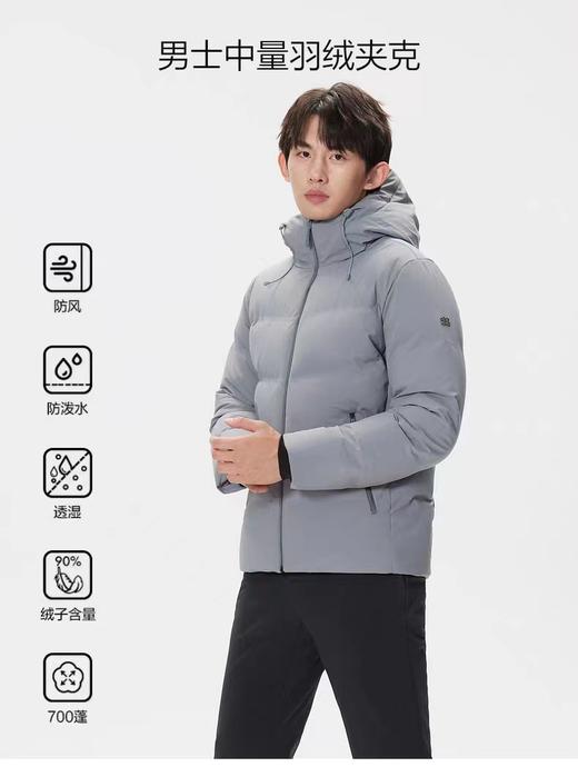 D121307秋冬款男士中量热压鹅绒夹克防风防泼水连帽羽绒服 商品图9