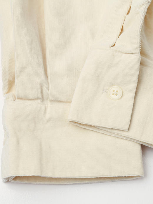 2025 秋冬米白色宽松长袖衬衫女 简约翻领趣味小标装饰休闲通勤显瘦垂感棉质衬衣 商品图4